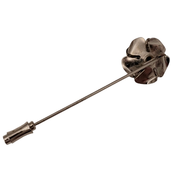 AMETHYST ROSE Silver Vintage Stick Pin 1950 Retro Classic - Picture 5 of 7